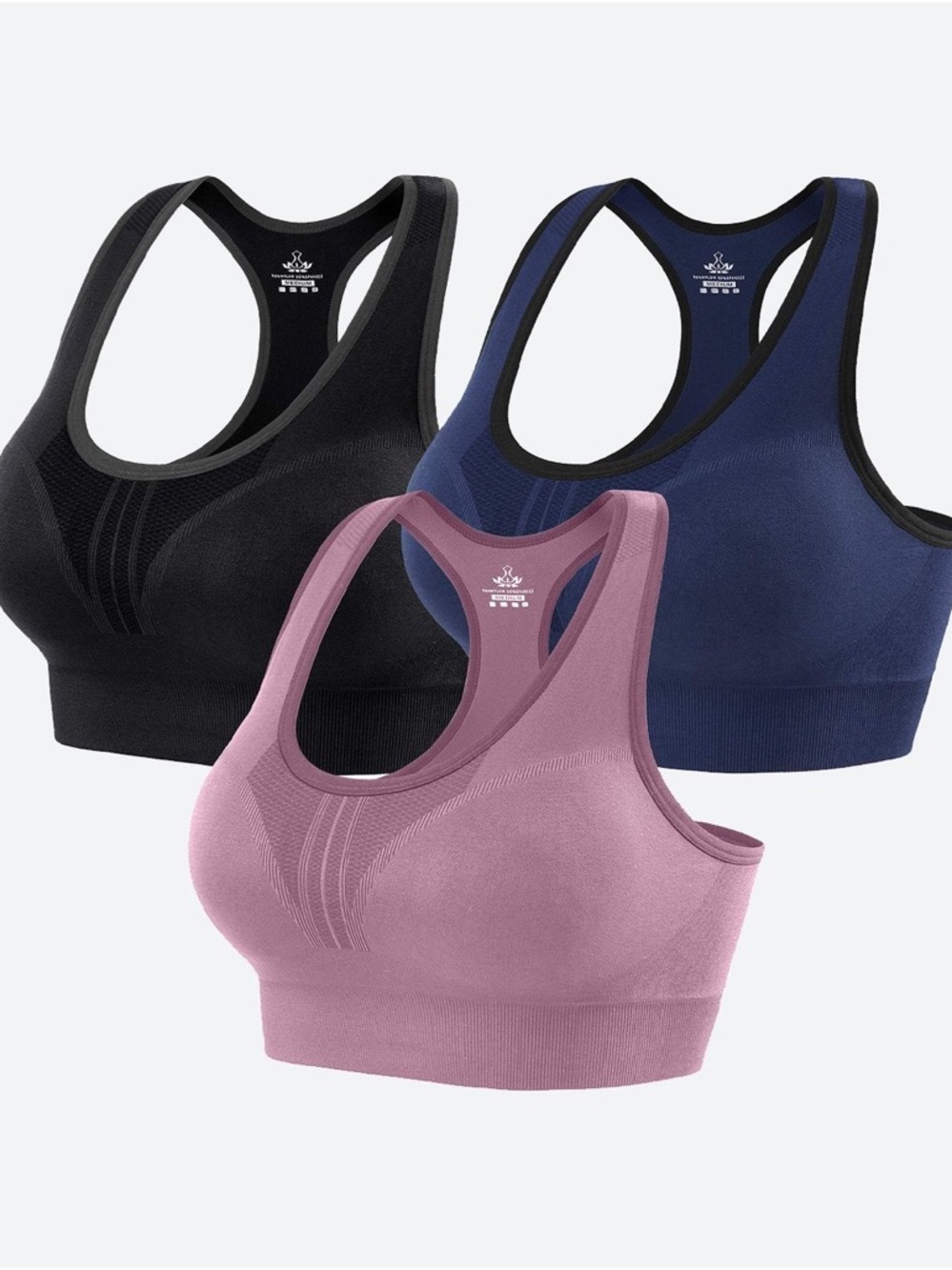 Healthyoga 3 Pack High Impact Racerback Sports Bras Medium Seamless Wireless NWT